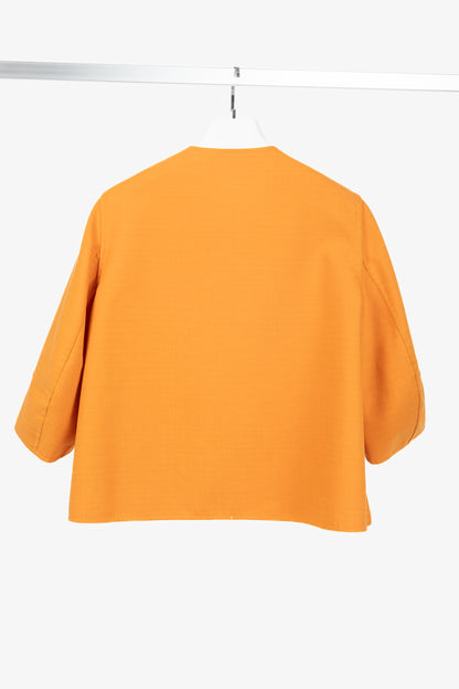 Akris Reversible Firecracker Orange Cotton Trapeze Jacket