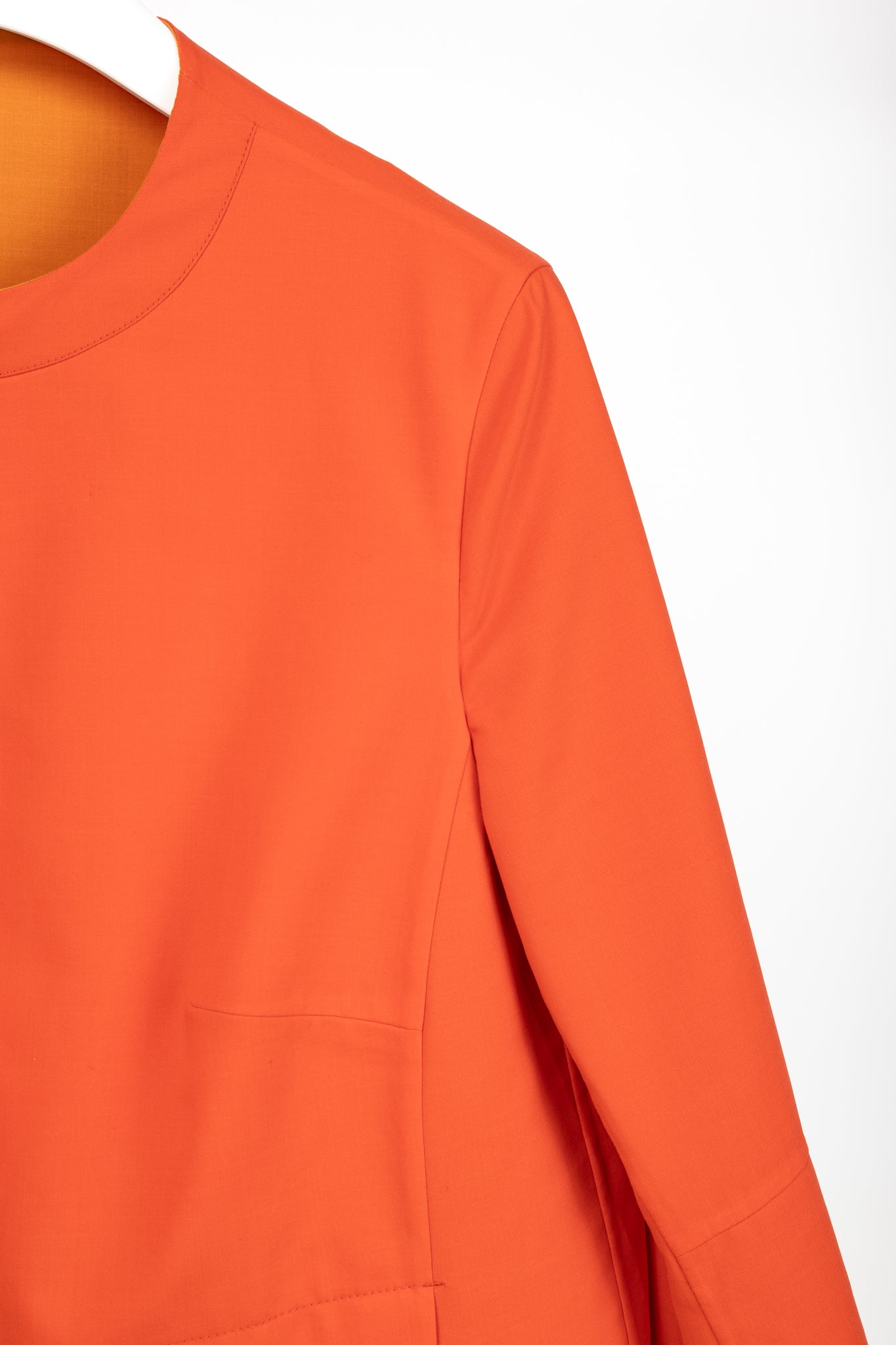 Akris Reversible Firecracker Orange Cotton Trapeze Jacket