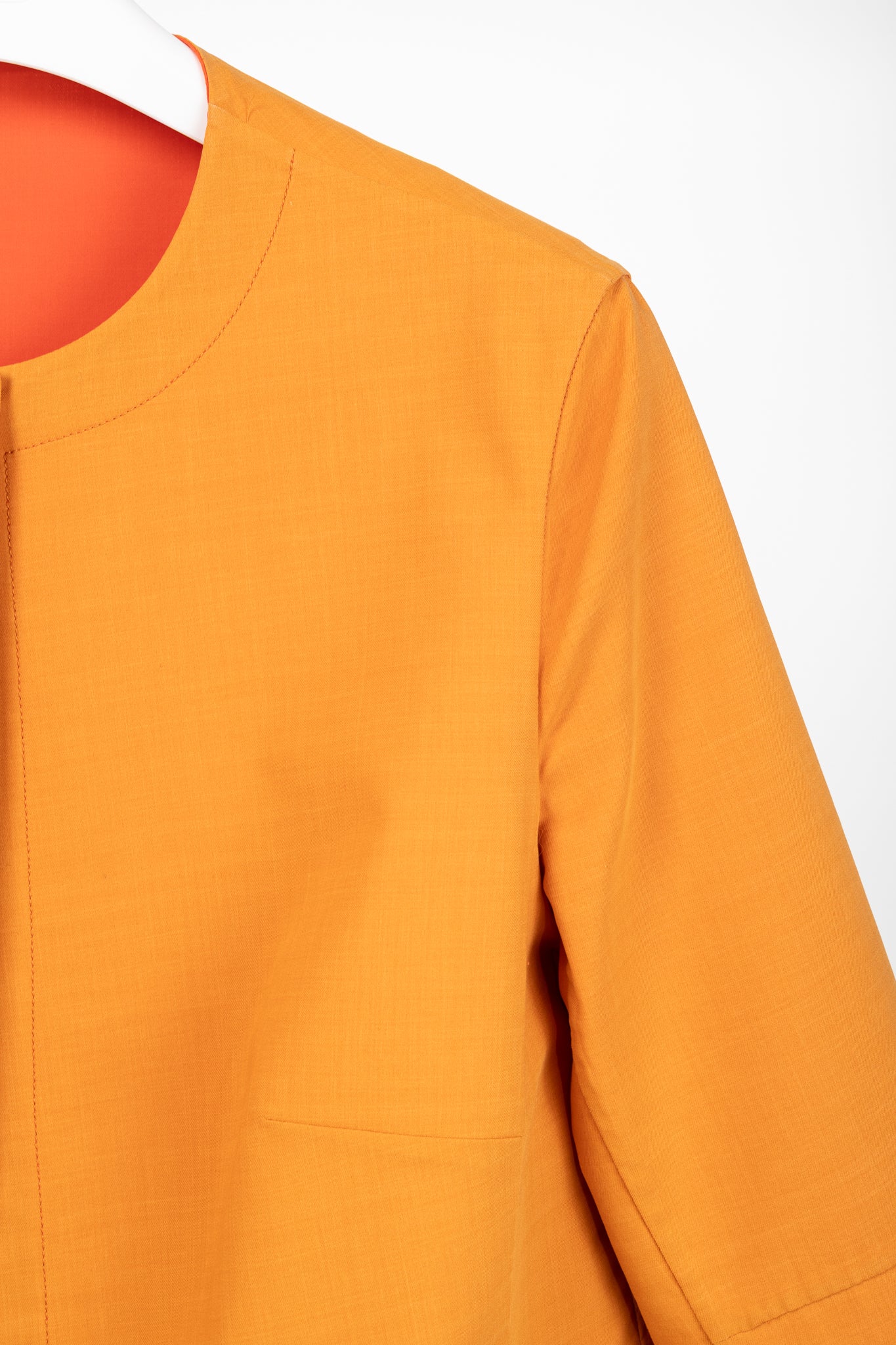 Akris Reversible Firecracker Orange Cotton Trapeze Jacket