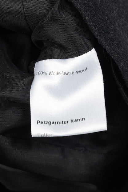 Akris Punto Charcoal Wool Herringbone-Flannel Fur-Collar Jacket