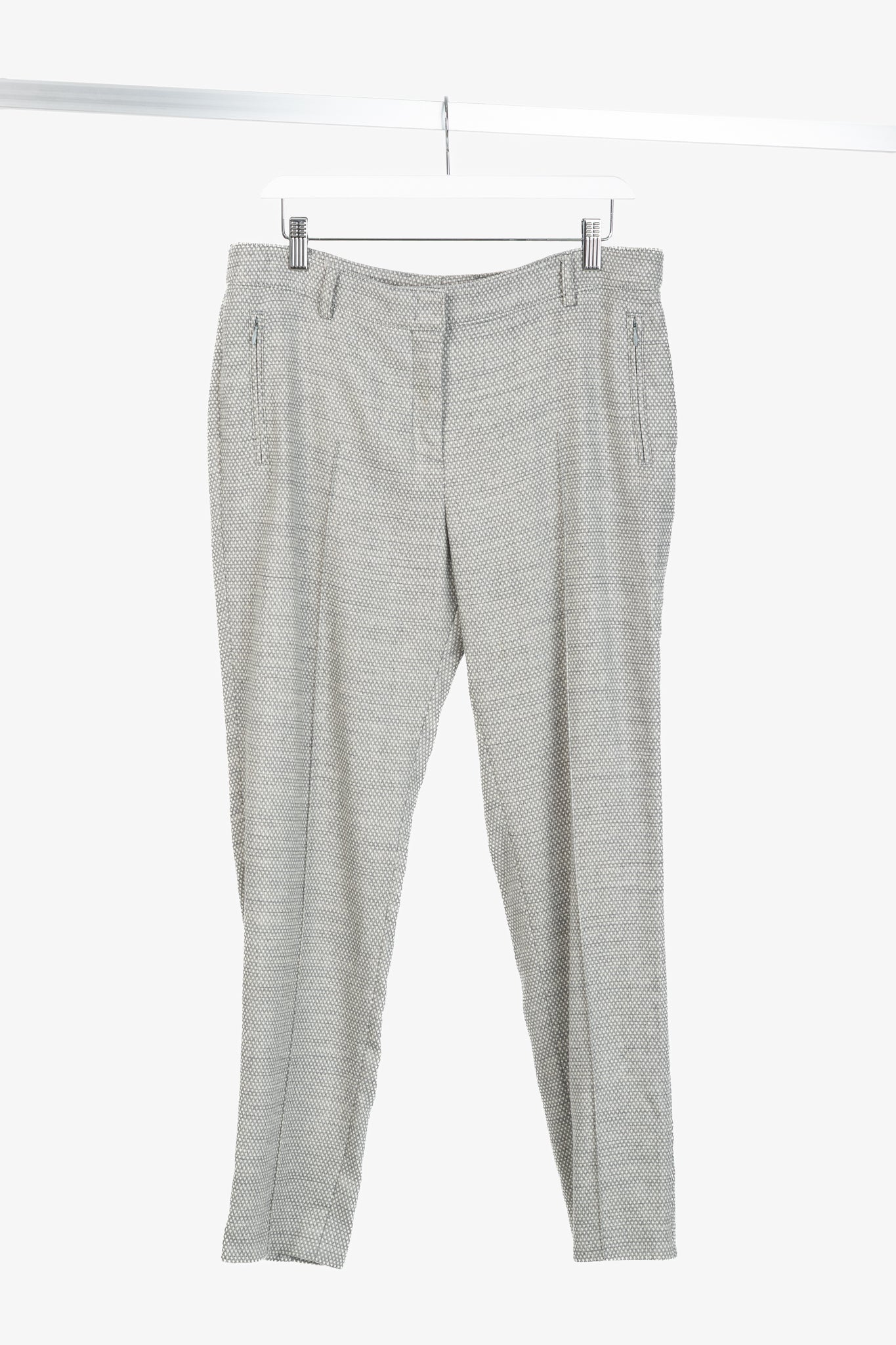 Akris Punto Grey Polka-Dot Wool-Flannel Slim Trousers