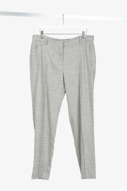 Akris Punto Grey Polka-Dot Wool-Flannel Slim Trousers