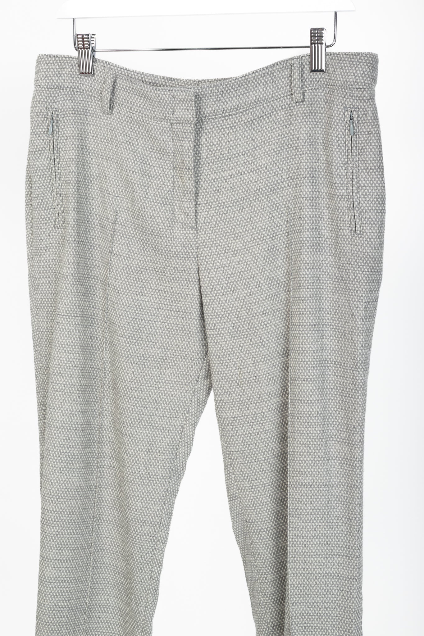 Akris Punto Grey Polka-Dot Wool-Flannel Slim Trousers