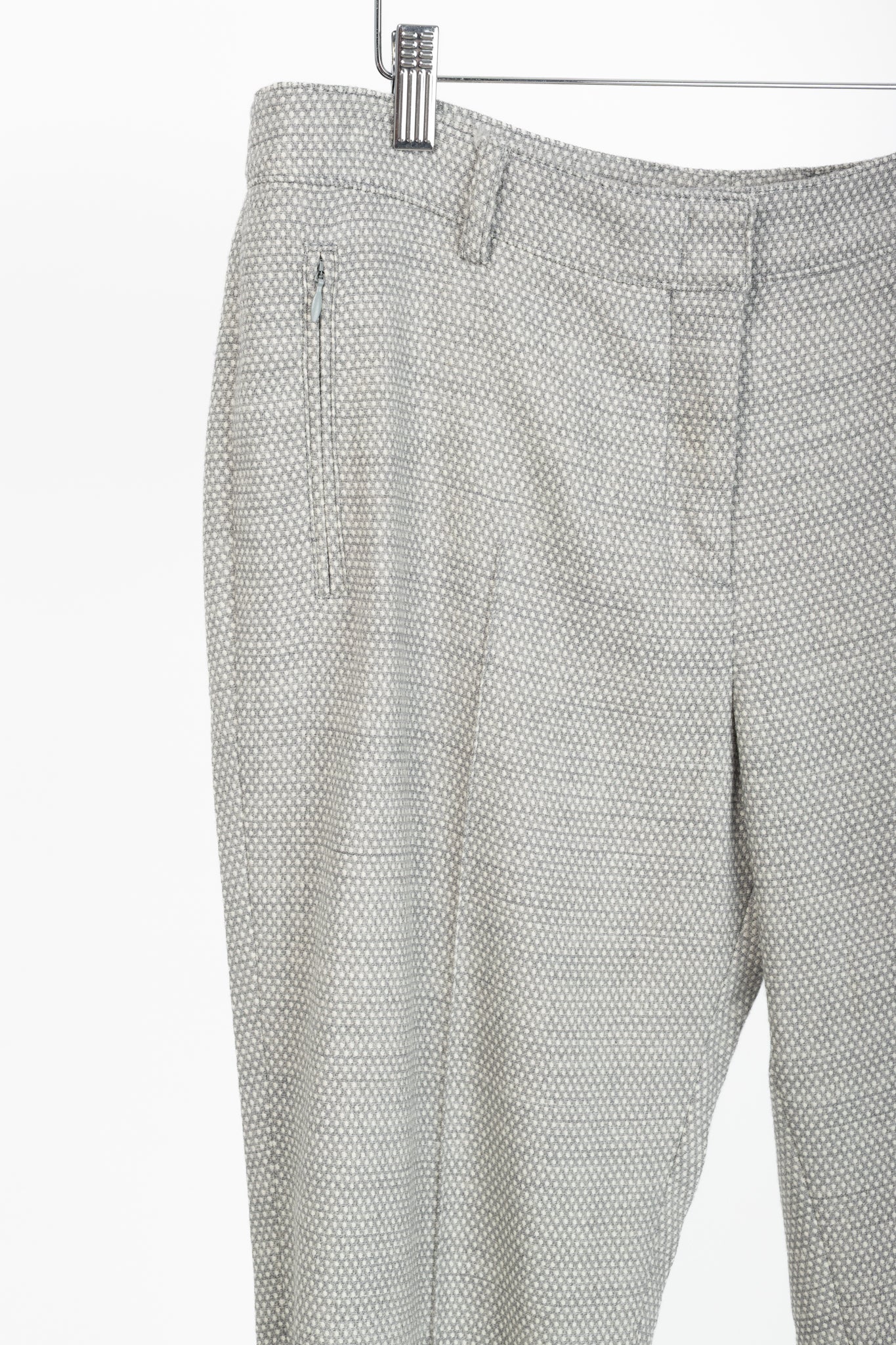 Akris Punto Grey Polka-Dot Wool-Flannel Slim Trousers