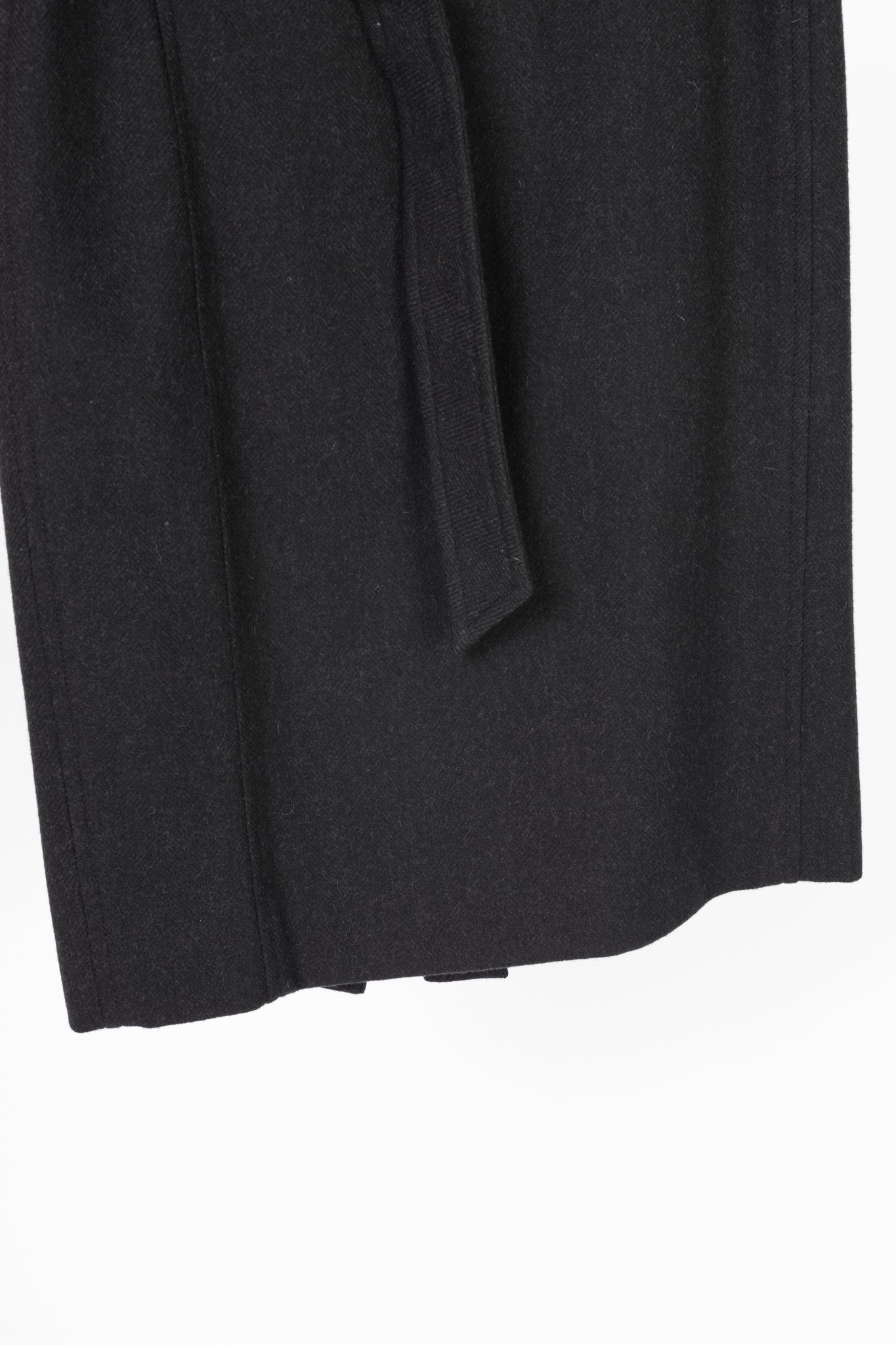 Akris Punto Charcoal Wool Herringbone-Flannel Belted Pencil Skirt