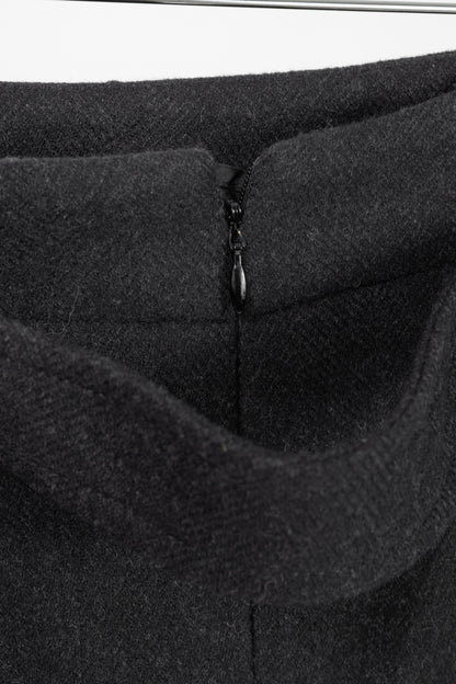 Akris Punto Charcoal Wool Herringbone-Flannel Belted Pencil Skirt