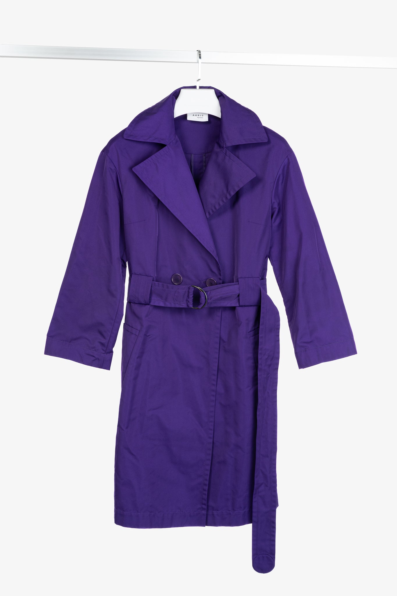 Akris Punto Purple Taffeta Belted Trench Coat