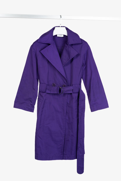 Akris Punto Purple Taffeta Belted Trench Coat