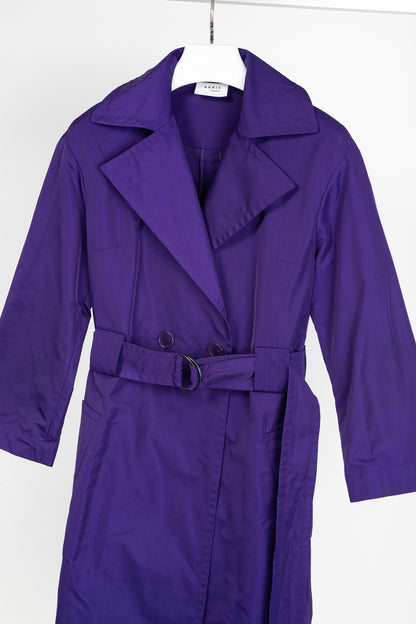 Akris Punto Purple Taffeta Belted Trench Coat