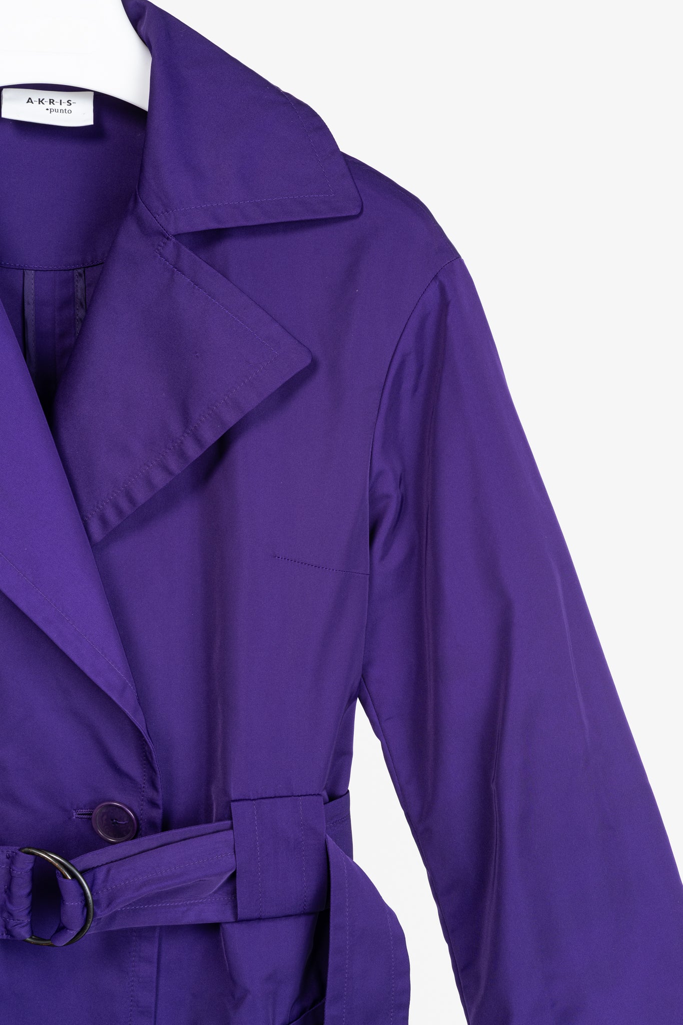 Akris Punto Purple Taffeta Belted Trench Coat