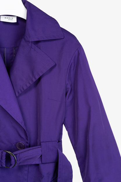 Akris Punto Purple Taffeta Belted Trench Coat