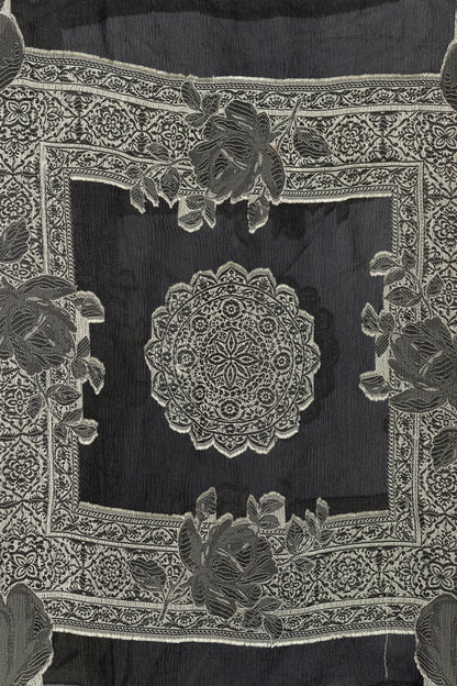 Akris Punto Black Crepe Floral-Paisley Tie-Neck Blouse