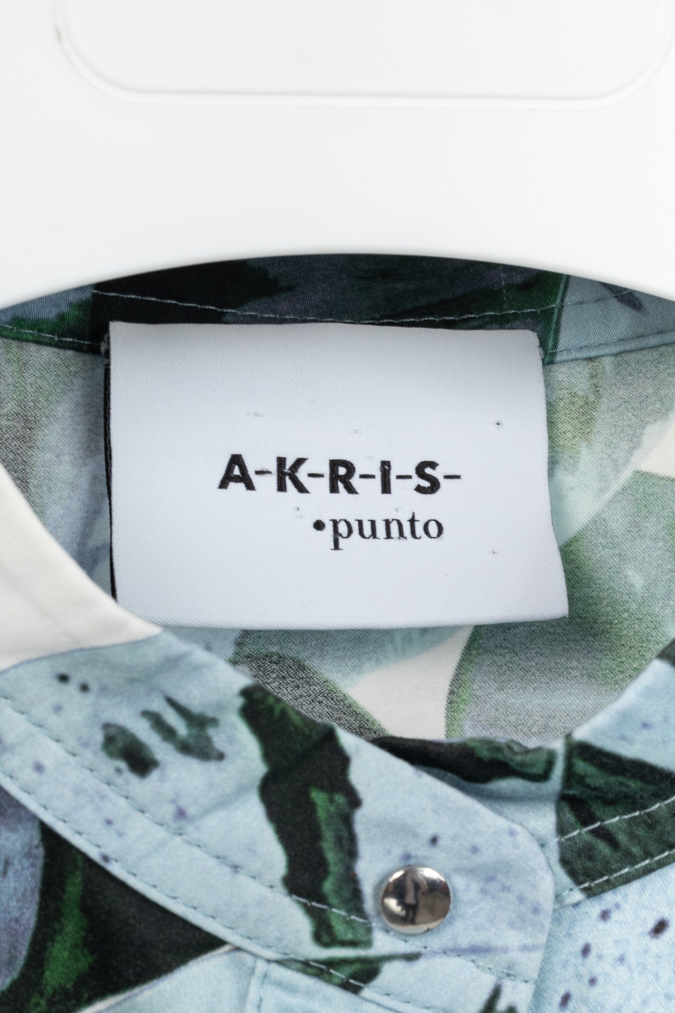 Akris Punto "Bleached Denim" Tropical Leaves-Print Cotton Poplin Shift Dress