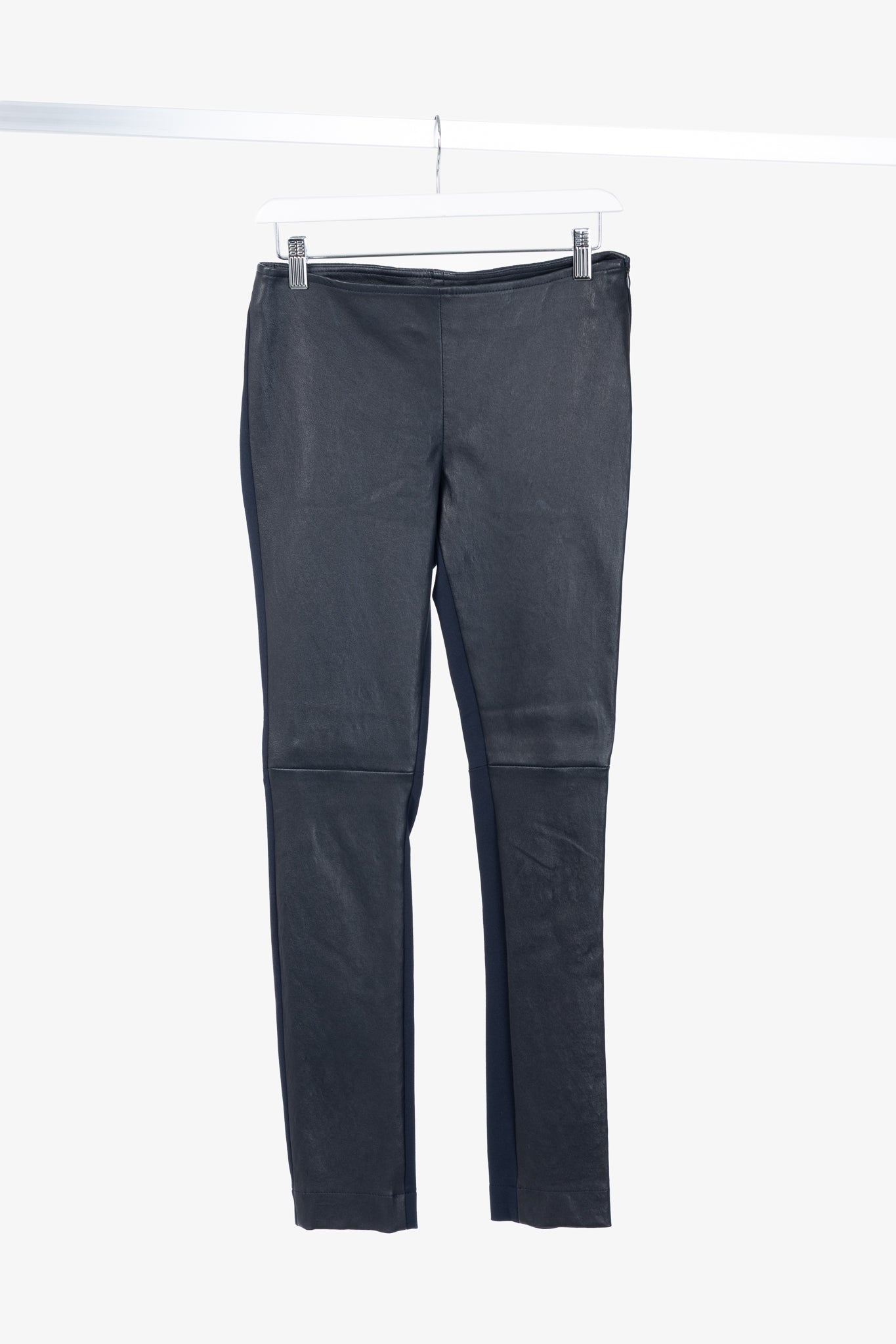 Akris Punto Navy Leather & Ponte Combo Leggings