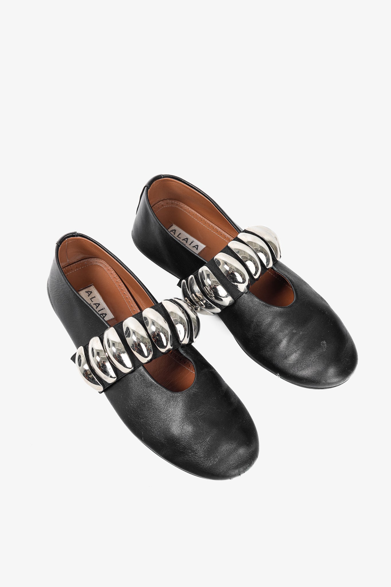 Alaia Noir Lambskin Mary-Jane Ballerina Flats Tribale