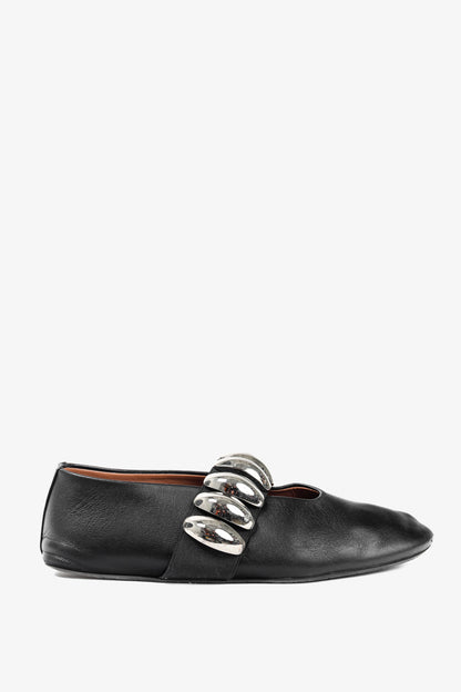 Alaia Noir Lambskin Mary-Jane Ballerina Flats Tribale