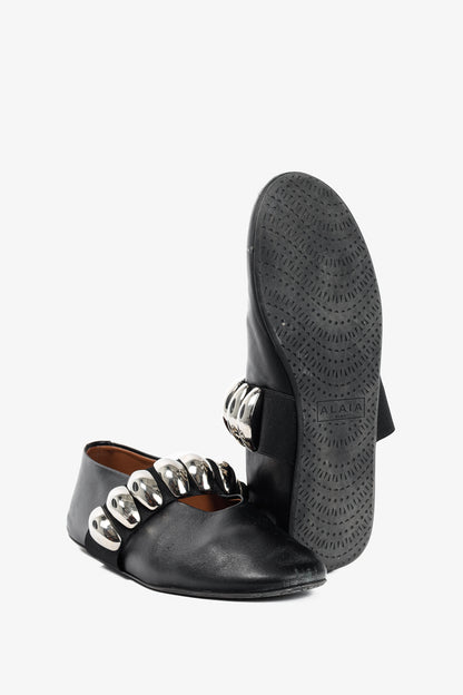 Alaia Noir Lambskin Mary-Jane Ballerina Flats Tribale