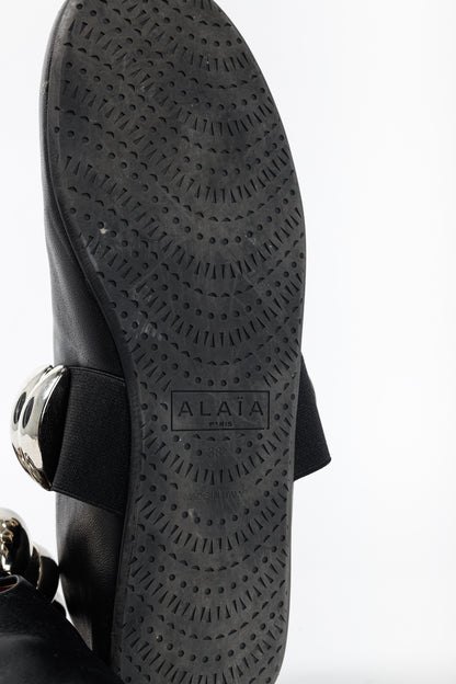 Alaia Noir Lambskin Mary-Jane Ballerina Flats Tribale