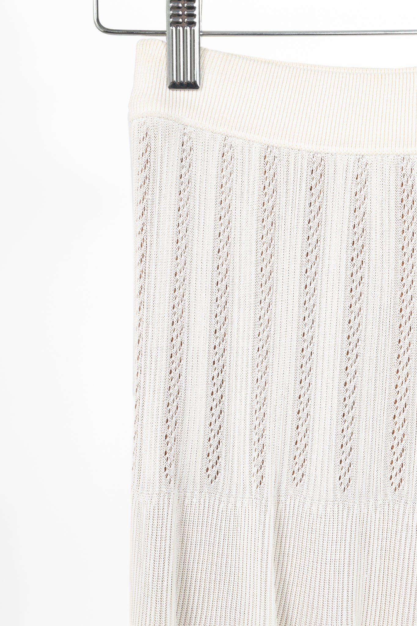 Alaia Cream Pointelle Ribbed Knit Mini Skirt