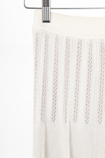 Alaia Cream Pointelle Ribbed Knit Mini Skirt