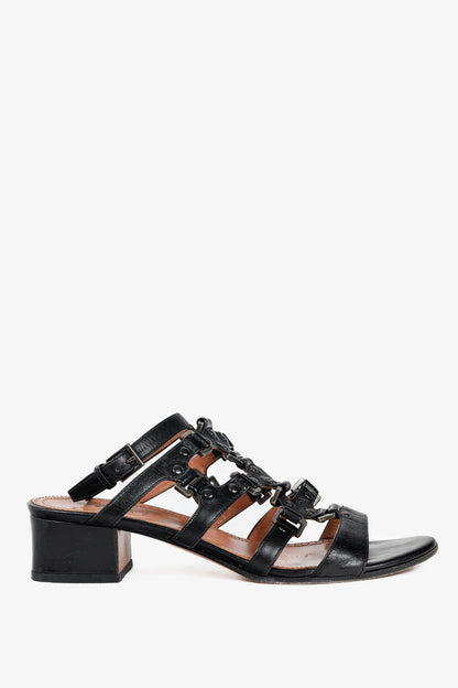 Alaia Black Leather Strappy Studded Sandals