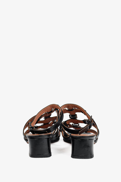 Alaia Black Leather Strappy Studded Sandals