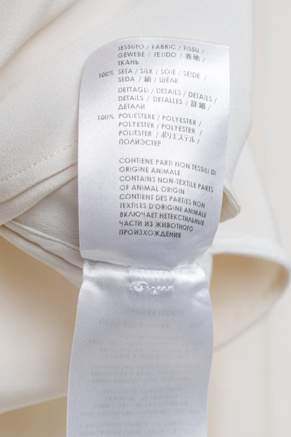 Alexander McQueen AW/14 Black Bow Long Sleeve Cream Silk Blouse