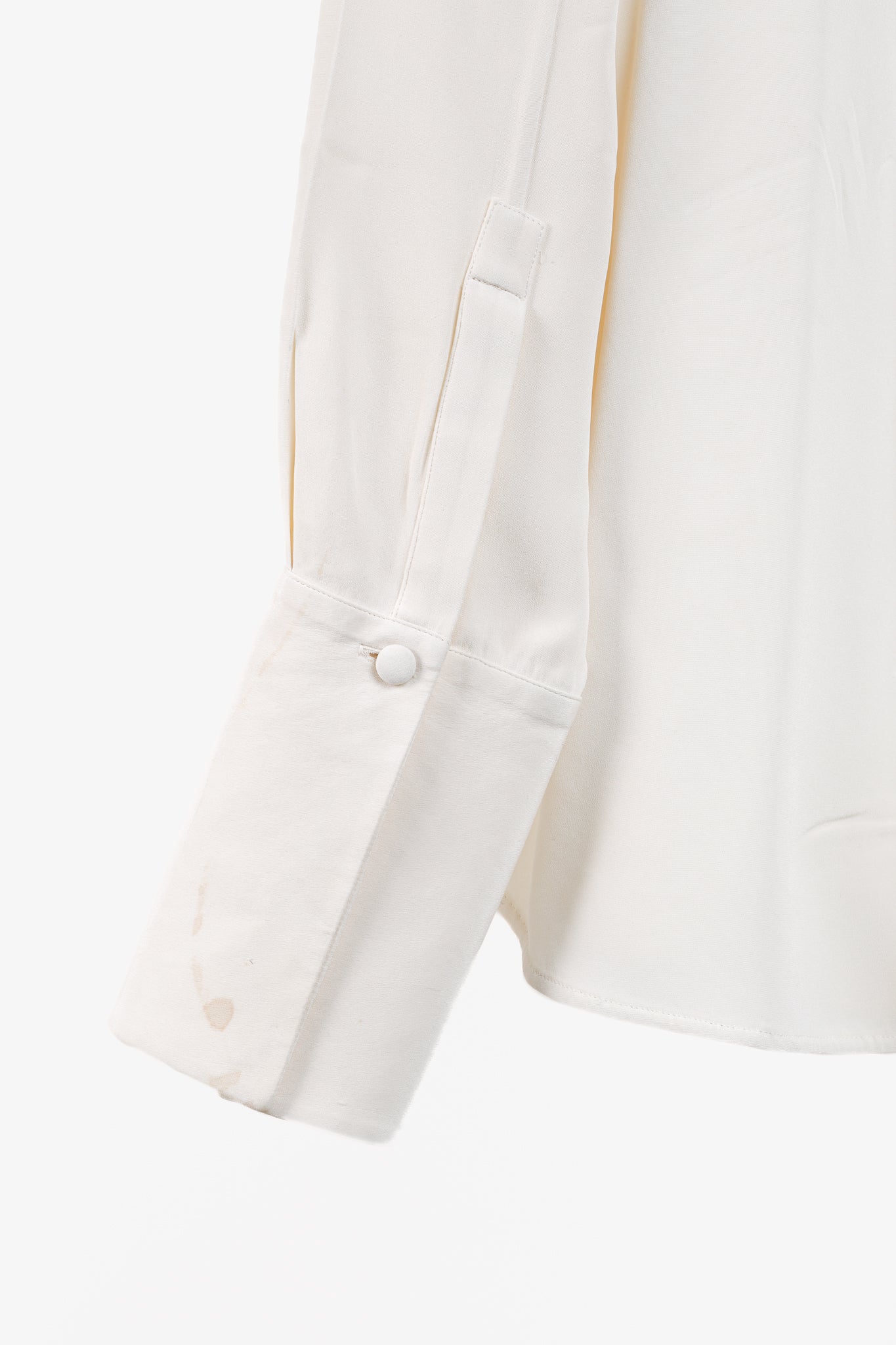 Alexander McQueen AW/14 Black Bow Long Sleeve Cream Silk Blouse