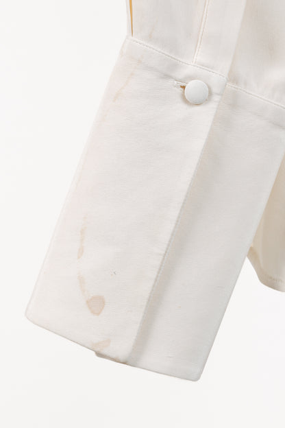 Alexander McQueen AW/14 Black Bow Long Sleeve Cream Silk Blouse