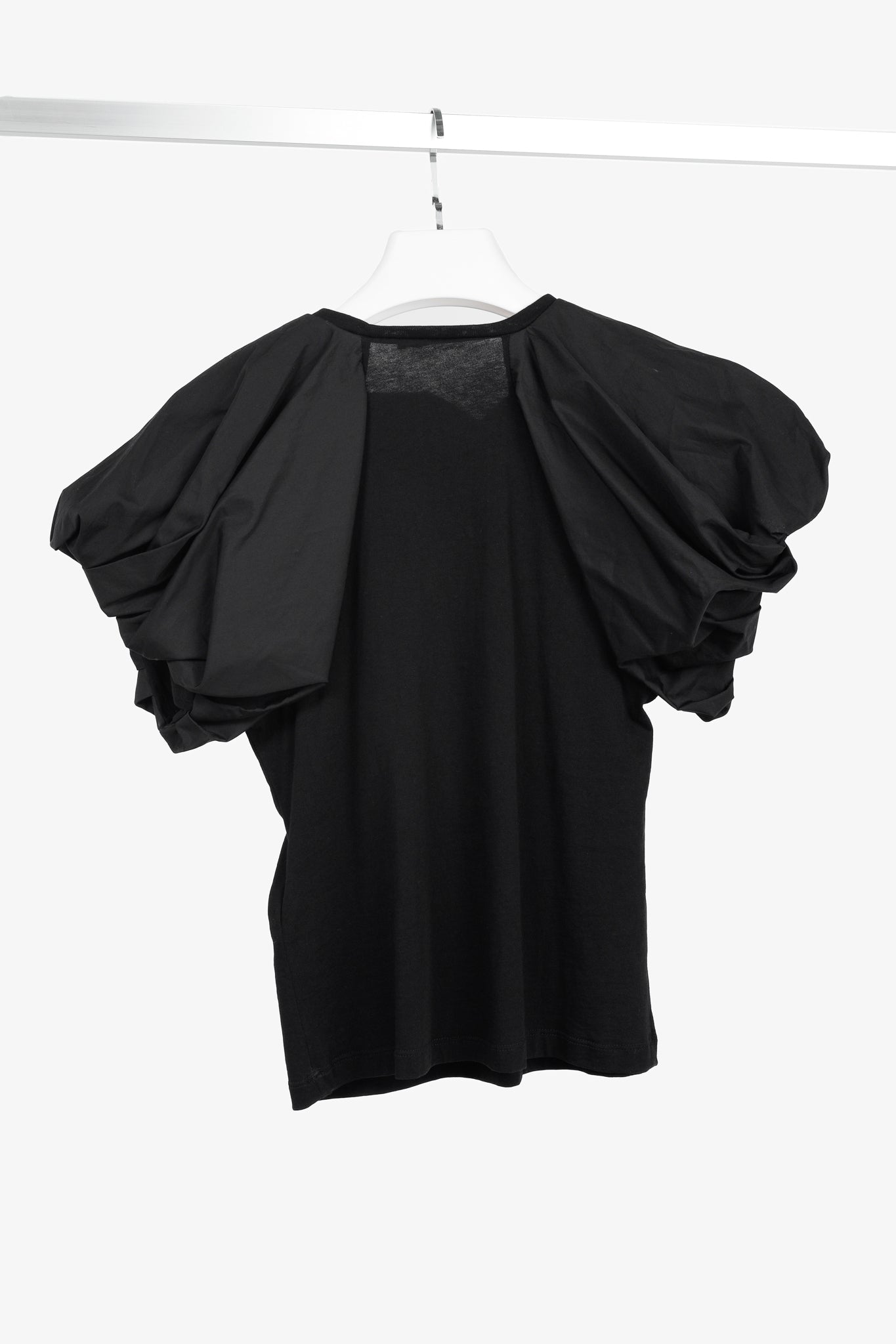 Alexander McQueen Black Cotton Poplin & Jersey Ruffle Tee