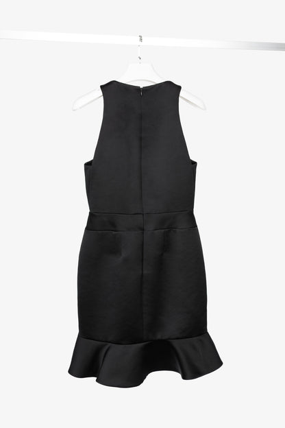 McQ by Alexander McQueen PF14 Black Duchess Satin Ruffle Dress