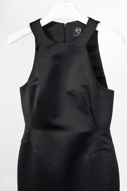McQ by Alexander McQueen PF14 Black Duchess Satin Ruffle Dress