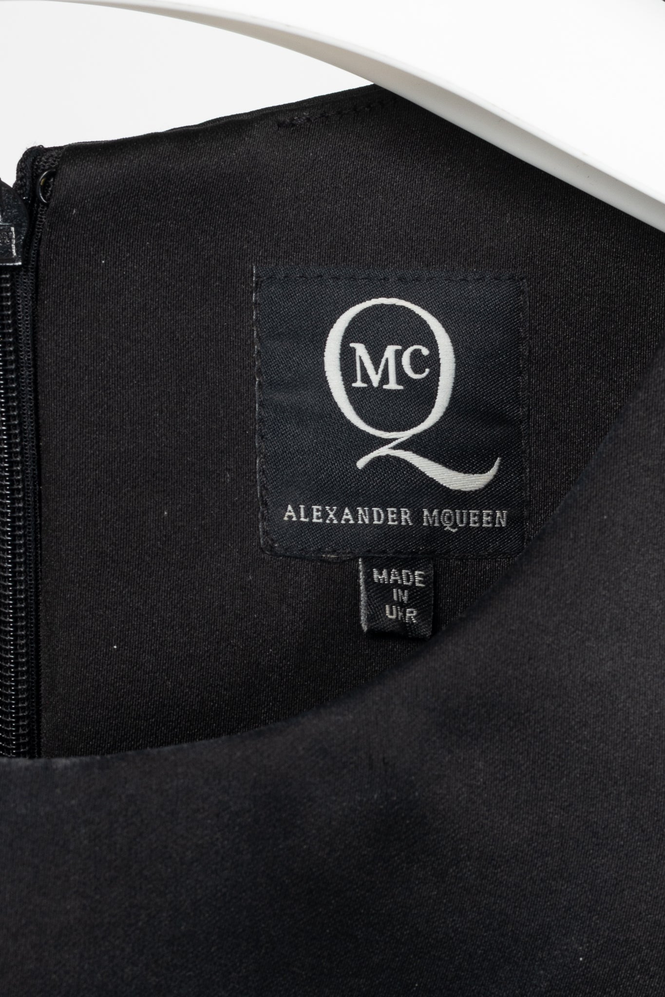 McQ by Alexander McQueen PF14 Black Duchess Satin Ruffle Dress
