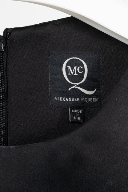 McQ by Alexander McQueen PF14 Black Duchess Satin Ruffle Dress