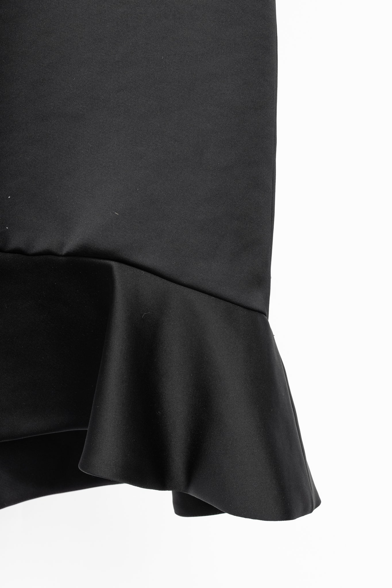 McQ by Alexander McQueen PF14 Black Duchess Satin Ruffle Dress