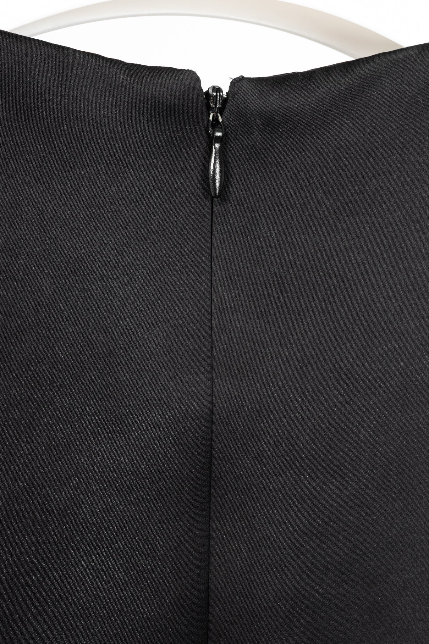 McQ by Alexander McQueen PF14 Black Duchess Satin Ruffle Dress