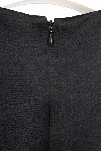 McQ by Alexander McQueen PF14 Black Duchess Satin Ruffle Dress