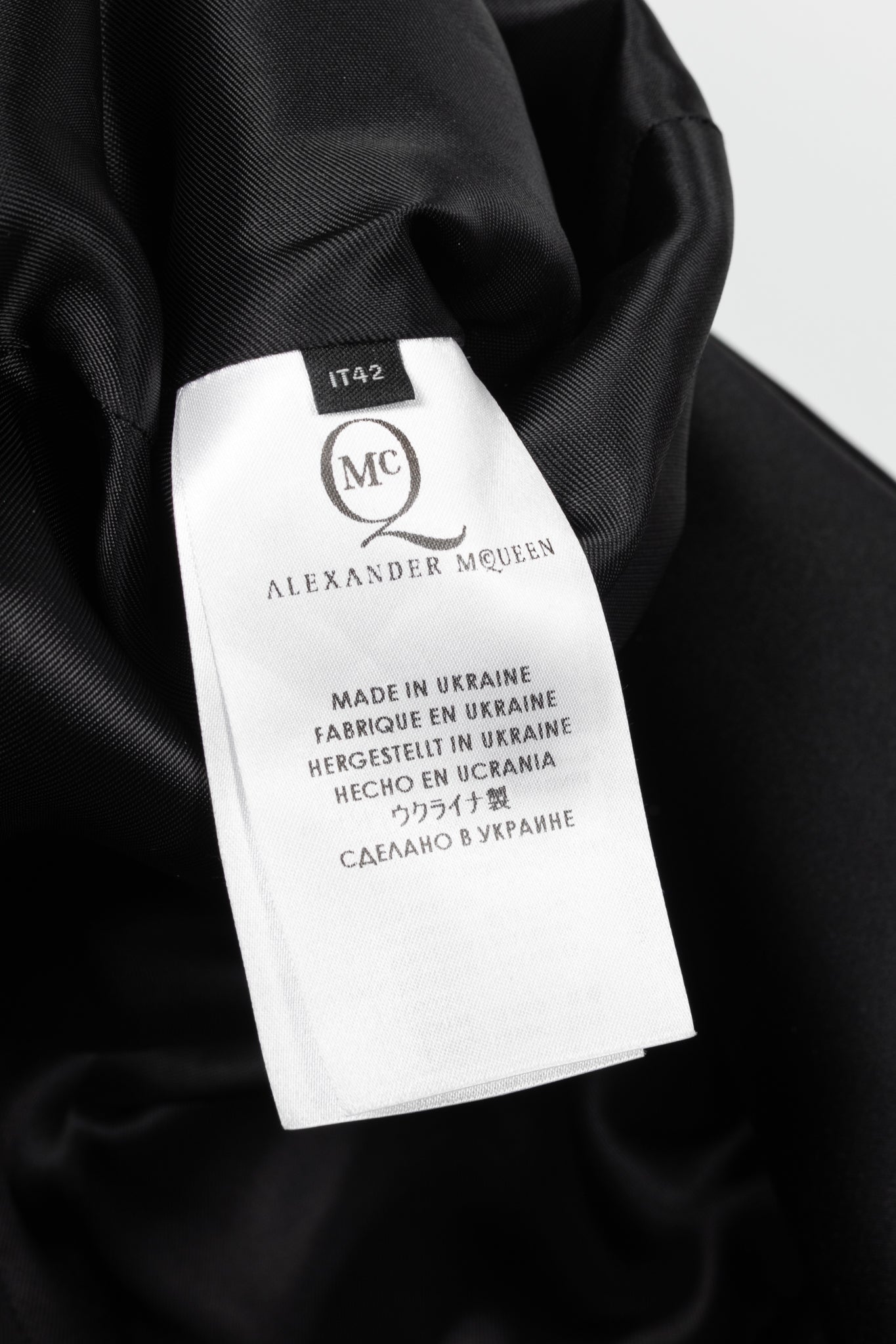 McQ by Alexander McQueen PF14 Black Duchess Satin Ruffle Dress