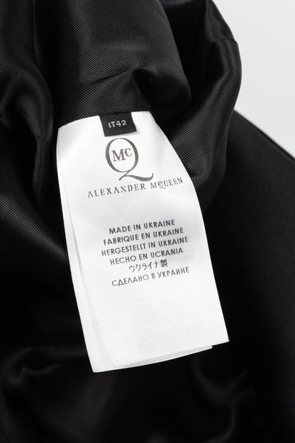 McQ by Alexander McQueen PF14 Black Duchess Satin Ruffle Dress