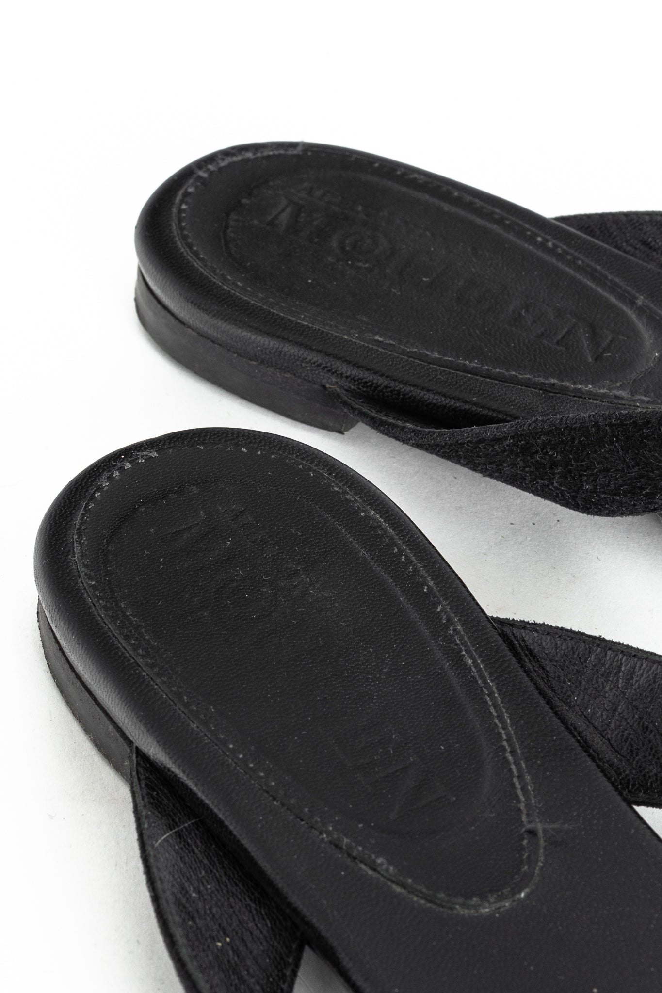 Alexander McQueen Black Suede Skull-Strap Thong Sandals