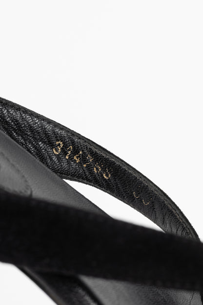 Alexander McQueen Black Suede Skull-Strap Thong Sandals