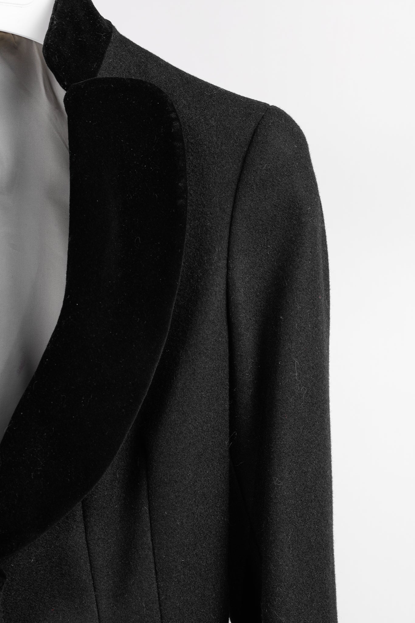 Alexander McQueen PF/12 Black Wool & Cashmere Velvet-Collar Peplum Blazer