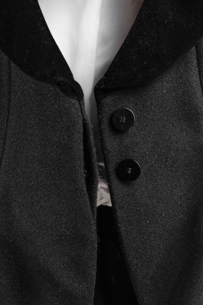 Alexander McQueen PF/12 Black Wool & Cashmere Velvet-Collar Peplum Blazer