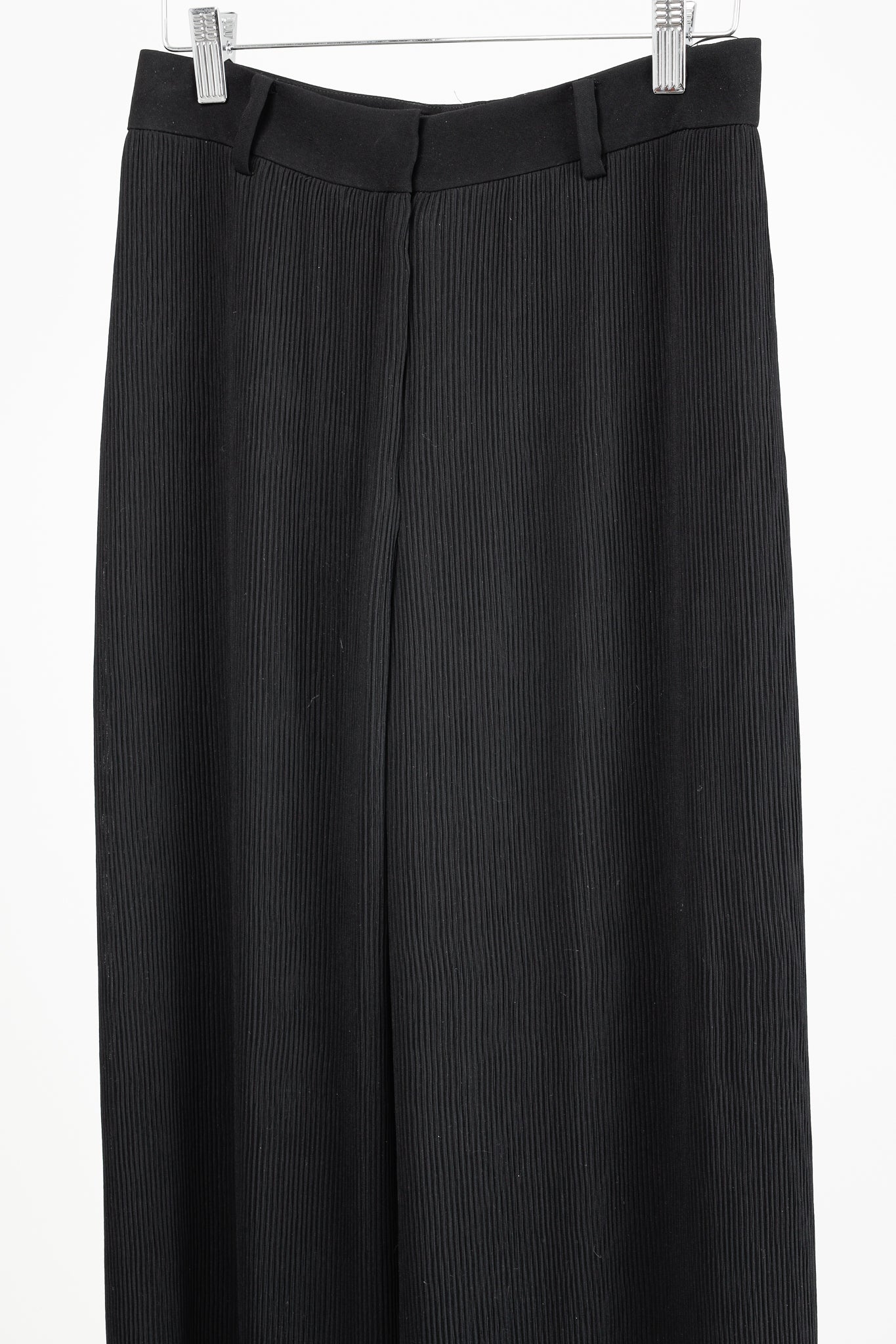 McQ Black Pleated Wide-Leg Lettuce-Hem Pants