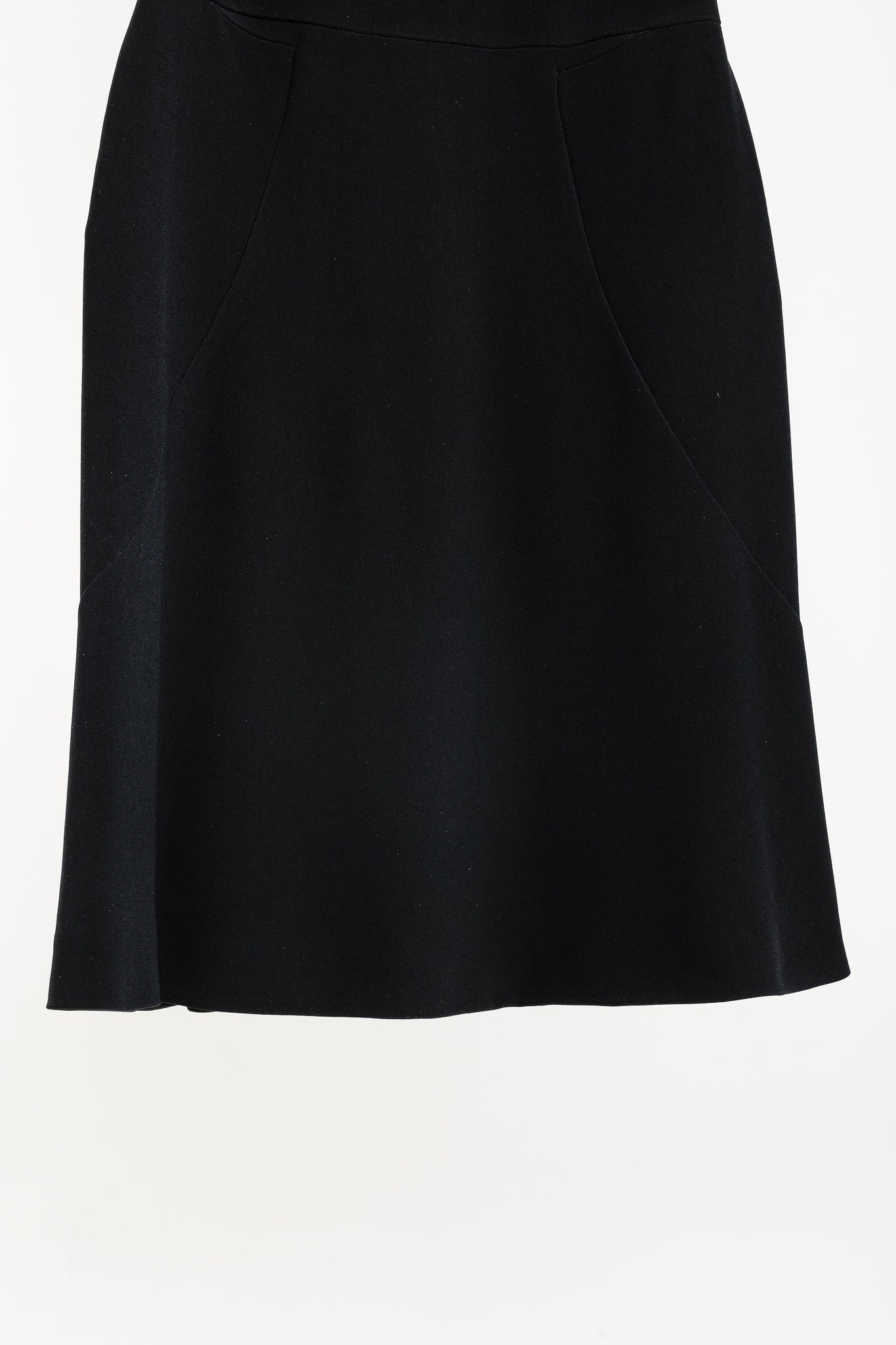 Alexander McQueen PF/16 Black Cady Short-Sleeve Knee-Length Dress