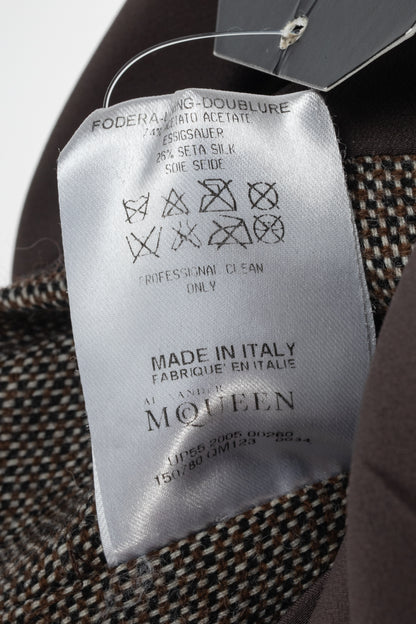Alexander McQueen AW/05 Runway Brown Wool Tweed Crossover-Waist Dress