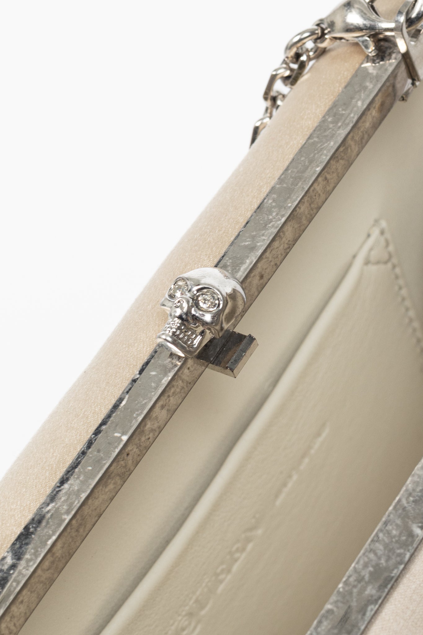 Alexander McQueen Champagne Crystal & Sequin-Embroidered Satin Evening Bag