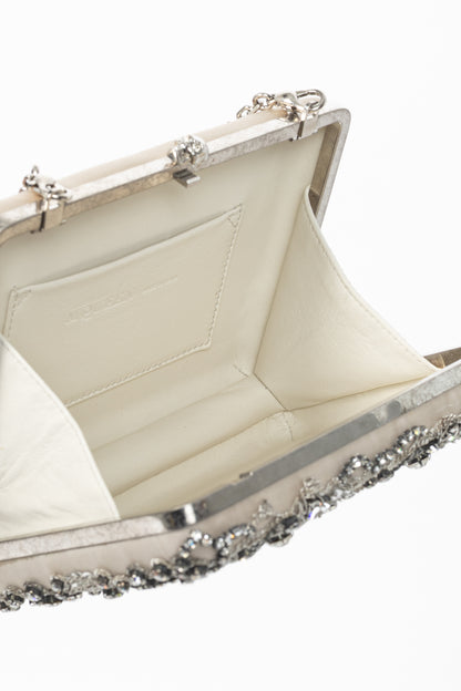 Alexander McQueen Champagne Crystal & Sequin-Embroidered Satin Evening Bag