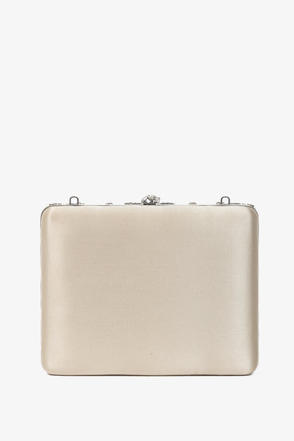 Alexander McQueen Champagne Crystal & Sequin-Embroidered Satin Evening Bag