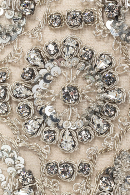 Alexander McQueen Champagne Crystal & Sequin-Embroidered Satin Evening Bag